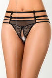 Sensual Black Striped Thong - Churro con Nutella V-7688