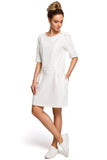 Charming Knitted Mini Dress with Bow and Side Pleats