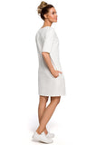 Charming Knitted Mini Dress with Bow and Side Pleats