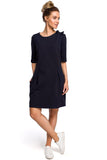 Knitted Mini Dress with Bow and Side Pleats