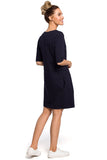 Knitted Mini Dress with Bow and Side Pleats