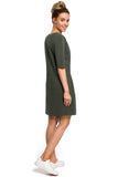 Charming Knitted Mini Dress with Bow and Pleats