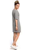 Charming Knitted Mini Dress with Bow and Side Pleats