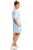 Charming Knitted Mini Dress with Bow and Side Pleats