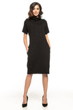 Loose Knit Turtleneck Dress with Pockets and Raw Edges