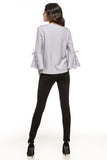 Flirtatious Frill Sleeve Blouse with V Neckline