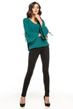 Flirtatious Frill Sleeve Blouse with Subtle V Neckline