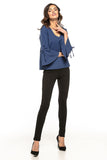 Flirtatious Frill Sleeve Blouse with V Neckline