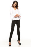 Flirtatious Frill Sleeve Blouse with Subtle V Neckline