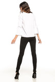Flirtatious Frill Sleeve Blouse with Subtle V Neckline