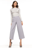 Wide Leg High Waisted Trousers with Side Zipper
