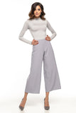 Wide Leg High Waisted Trousers with Side Zipper