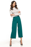 High-Waisted Wide Leg Trousers with Decorative Zipper