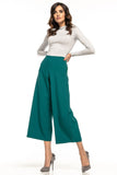 High-Waisted Wide Leg Trousers with Decorative Zipper
