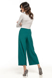 High-Waisted Wide Leg Trousers with Decorative Zipper