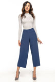 High-Waisted Wide Leg Trousers with Side Zipper