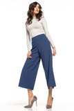 High-Waisted Wide Leg Trousers with Side Zipper