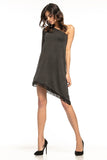 Asymmetrical Lace-Trimmed Viscose Knit Dress