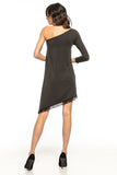 Asymmetrical Lace-Trimmed Viscose Knit Dress