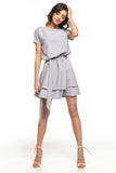 Elegant Double Skirt Dress with Kimono Top and Belt