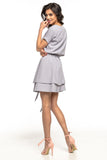 Elegant Double Skirt Dress with Kimono Top and Belt