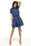 Elegant Waist-Tightened Dress with Double Skirt Design