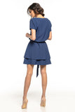 Elegant Waist-Tightened Dress with Double Skirt Design