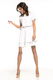 Elegant Double Skirt Dress with Waist Tie Detail