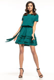Elegant Kimono-Style Dress with Frill and Belt