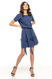 Elegant Kimono Cut Dress with Frill and Belt