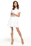 Elegant Kimono Cut Dress with Flared Skirt and Frills