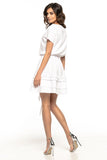 Elegant Kimono Cut Dress with Flared Skirt and Frills
