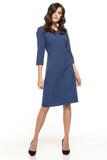 Elegant Trapezoidal Dress with 3/4 Sleeves and Darts