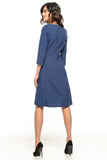 Elegant Trapezoidal Dress with 3/4 Sleeves and Darts
