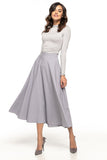 Elegant 50s-Inspired Midi Skirt with Decorative Zipper