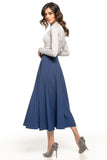 Elegant 50s-Inspired Midi Skirt with Decorative Zipper