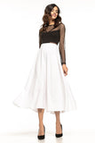 Elegant 50s-Inspired Midi Skirt with Decorative Zipper