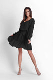 Boho Airy Chiffon Dress with Frills and Elastic Waist