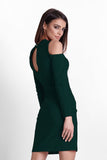 Elegant Fitted Dress with Low Collar and Long Sleeves