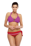 Stylish Push-Up Swimsuit with Decorative Neckline Straps