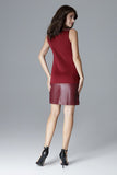 Sleeveless Eco-Leather Dress with Decorative Buttons