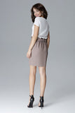 Pleated Top Fitted Skirt with Slide Pockets and Belt