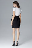 Pleated Top Tapered Skirt with Tie Belt and Pockets