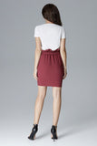 Pleated Top Fitted Skirt with Tie Belt and Pockets