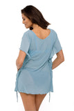 V Neck Ruffle Beach Cover-Up with Side Ties