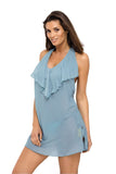 Feminine Cuban Style Tunic with Frill and Sheer Detail