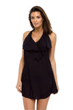 Cuban Style Feminine Tunic with Frill Neckline