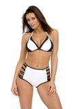 Trendy Push-Up Swimsuit with High Bottoms and Lace Detail