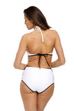 Trendy Push-Up Swimsuit with High Bottoms and Lace Detail