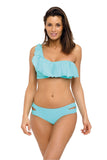 Trendy Two-Piece Latino Swimsuit with Ruffled Neckline